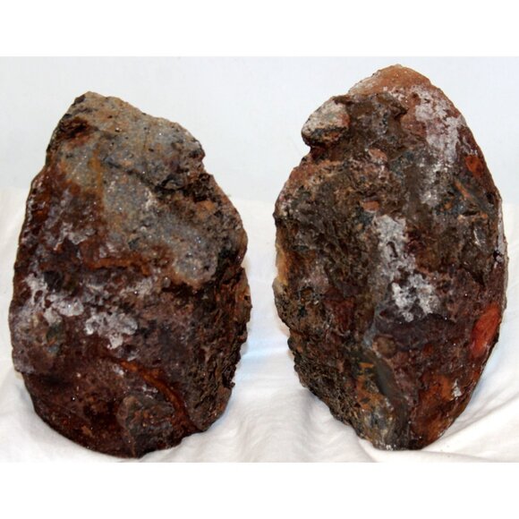 Brown Geodes Stones Bookends Agate Smooth Polished Natural Rough Outside Decor - Picture 4 of 6
